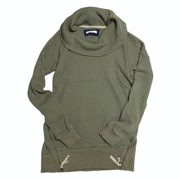 Anthropologie Sweaters - Anthro Pure + Good Olive Khaki Green Waffle Knit Cozy Tunic Oversized Sweater